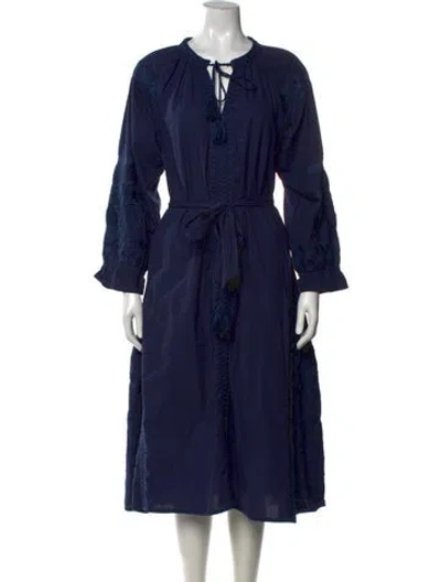 Pre-owned Julia Amory Floral Print Long Dress In Blue