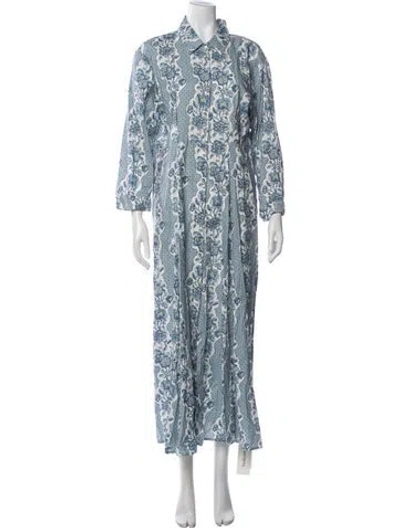 Pre-owned Julia Amory Floral Print Long Dress In Blue
