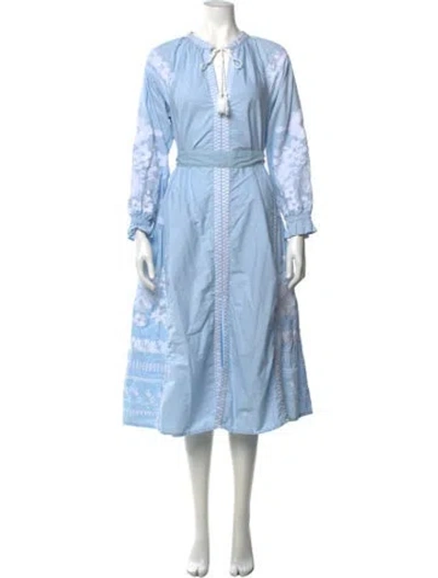 Pre-owned Julia Amory Floral Print Long Dress In Blue