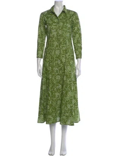 Pre-owned Julia Amory Floral Print Long Dress In Green