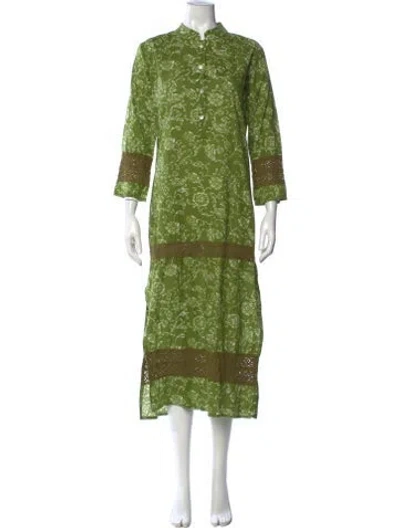Pre-owned Julia Amory Floral Print Long Dress In Green