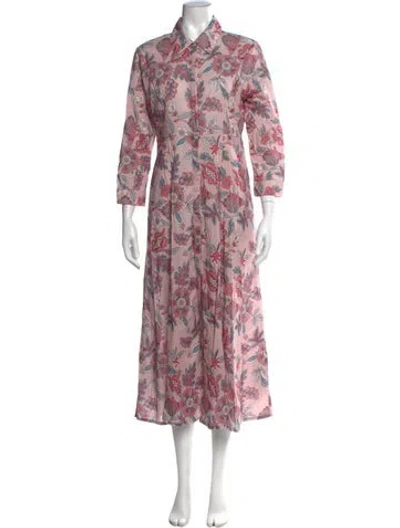 Pre-owned Julia Amory Floral Print Long Dress In Pink