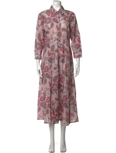 Pre-owned Julia Amory Floral Print Long Dress In Pink