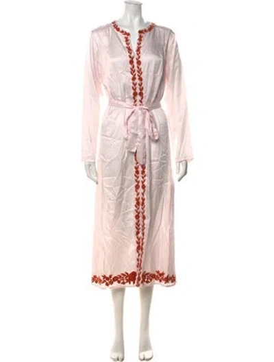Pre-owned Julia Amory Floral Print Long Dress In Pink
