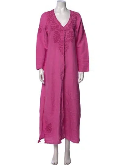 Pre-owned Julia Amory Floral Print Long Dress In Pink