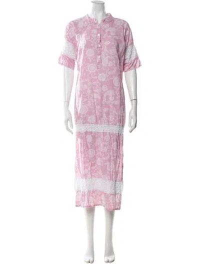 Pre-owned Julia Amory Floral Print Long Dress In Pink