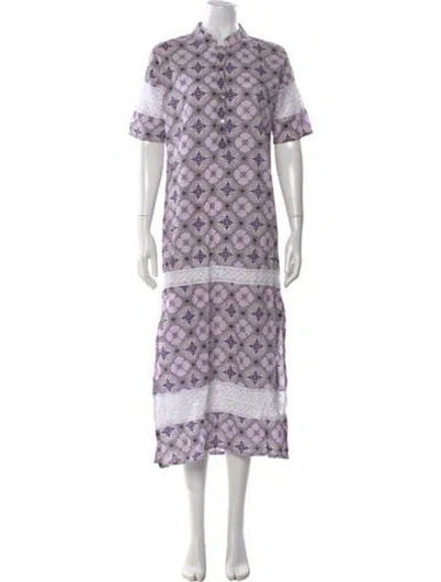 Pre-owned Julia Amory Floral Print Long Dress In Purple