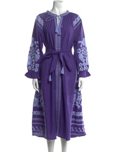 Pre-owned Julia Amory Floral Print Long Dress In Purple