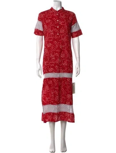Pre-owned Julia Amory Floral Print Long Dress In Red