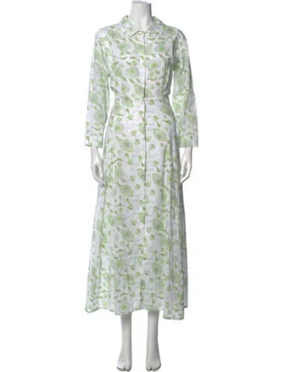 Pre-owned Julia Amory Floral Print Long Dress W/ Tags In Green