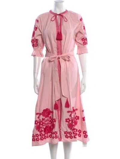 Pre-owned Julia Amory Floral Print Long Dress W/ Tags In Pink