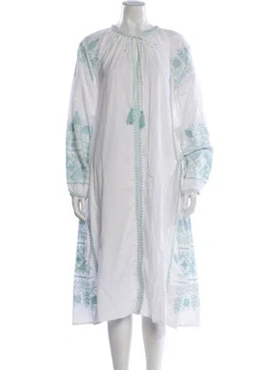 Pre-owned Julia Amory Floral Print Long Dress In White