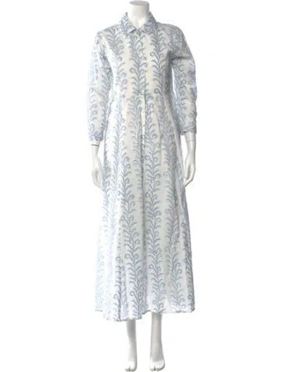 Pre-owned Julia Amory Floral Print Long Dress In White