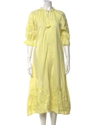 Pre-owned Julia Amory Floral Print Long Dress In Yellow