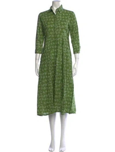Pre-owned Julia Amory Floral Print Midi Length Dress In Green