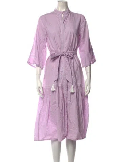 Pre-owned Julia Amory Floral Print Midi Length Dress In Purple