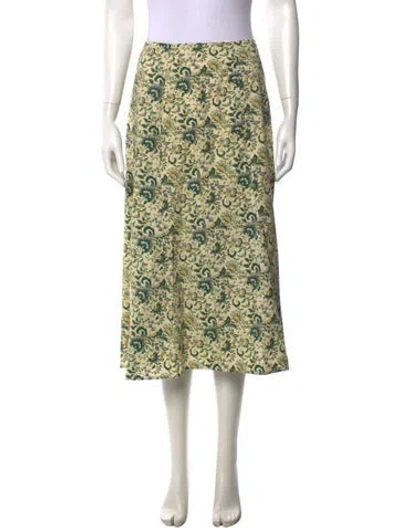Pre-owned Julia Amory Floral Print Midi Length Skirt In Green