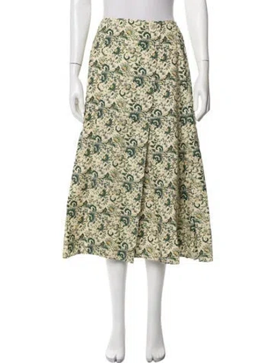 Pre-owned Julia Amory Floral Print Midi Length Skirt W/ Tags In Green