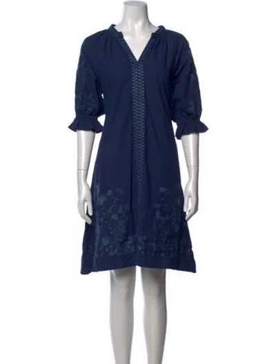Pre-owned Julia Amory Floral Print Mini Dress In Blue