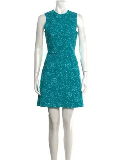 Pre-owned Julia Amory Floral Print Mini Dress In Blue