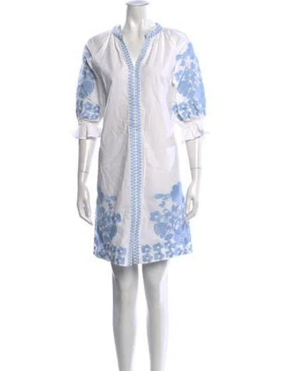 Pre-owned Julia Amory Floral Print Mini Dress In Blue/white