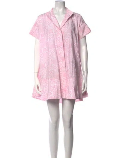 Pre-owned Julia Amory Floral Print Mini Dress In Pink