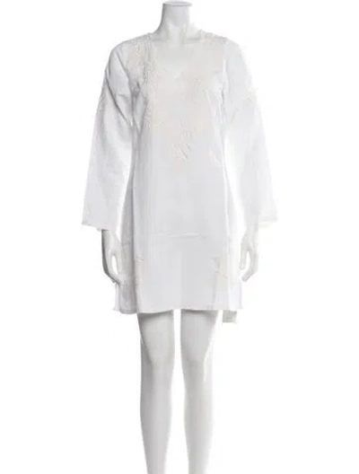 Pre-owned Julia Amory Floral Print Mini Dress W/ Tags In White