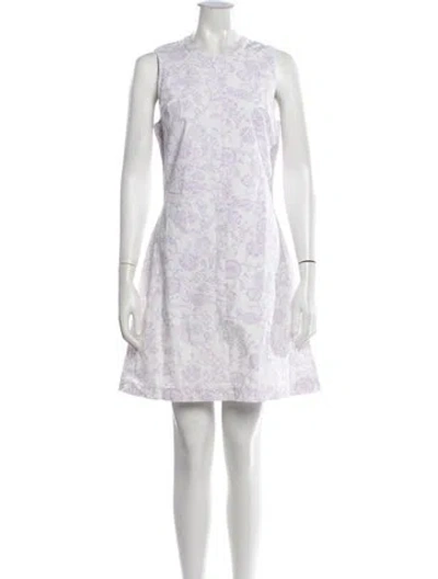 Pre-owned Julia Amory Floral Print Mini Dress In White
