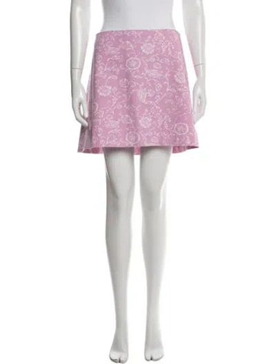 Pre-owned Julia Amory Floral Print Mini Skirt In Pink