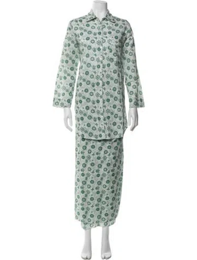 Pre-owned Julia Amory Floral Print Skirt Set W/ Tags In Blue