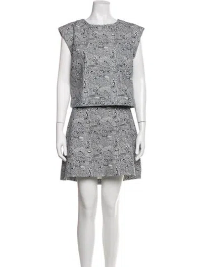 Pre-owned Julia Amory Floral Print Skirt Set In White