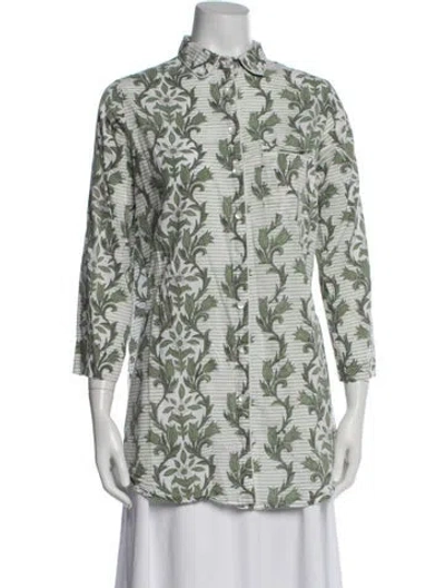 Pre-owned Julia Amory Floral Print Three-quarter Sleeve Top In Multicolor