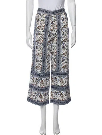 Pre-owned Julia Amory Floral Print Wide Leg Pants In Blue