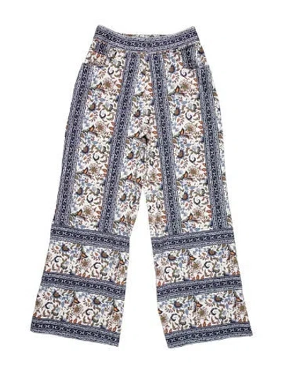 Pre-owned Julia Amory Floral Print Wide Leg Pants In Blue