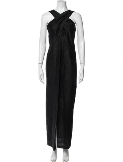 Pre-owned Julia Amory Halterneck Long Dress In Black