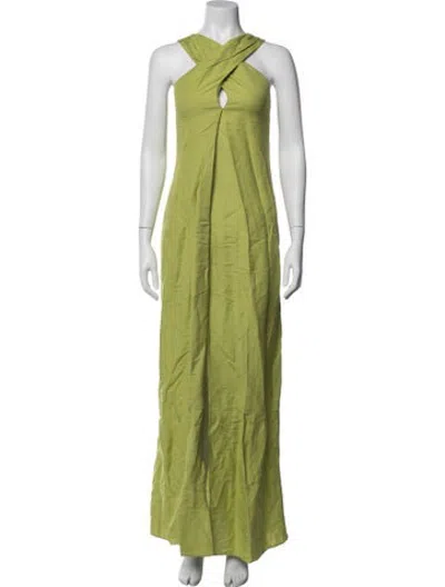 Pre-owned Julia Amory Halterneck Long Dress In Green