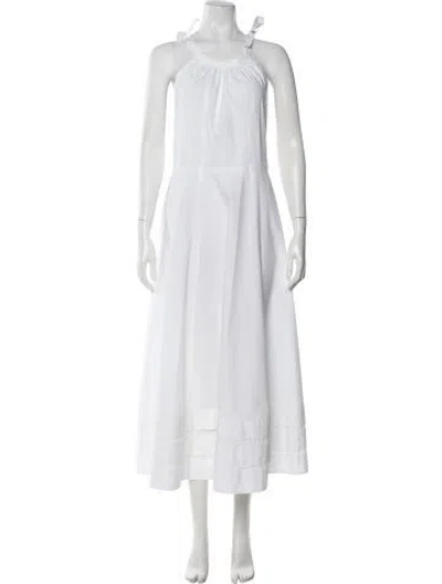 Pre-owned Julia Amory Halterneck Long Dress In White