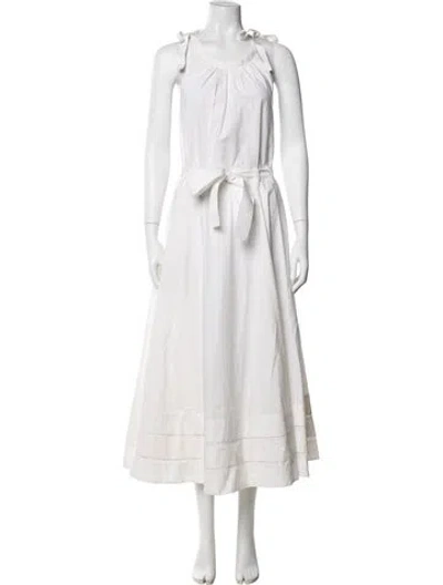Pre-owned Julia Amory Halterneck Long Dress In White