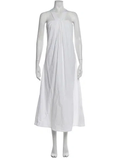 Pre-owned Julia Amory Halterneck Long Dress In White