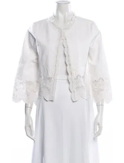 Pre-owned Julia Amory Lace Pattern Jacket In White
