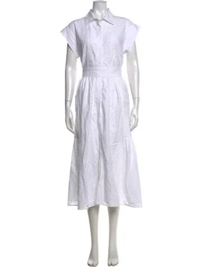 Pre-owned Julia Amory Lace Pattern Midi Length Dress In White