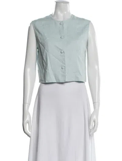 Pre-owned Julia Amory Linen Jacket In Blue