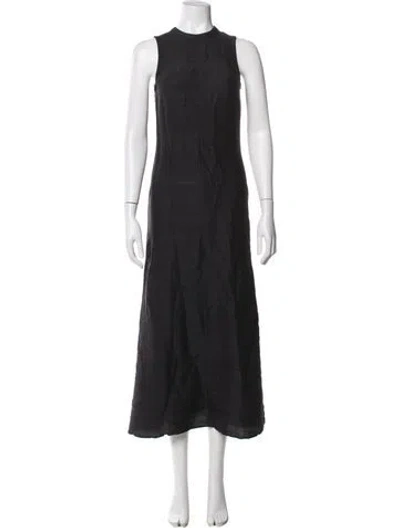 Pre-owned Julia Amory Linen Long Dress In Black