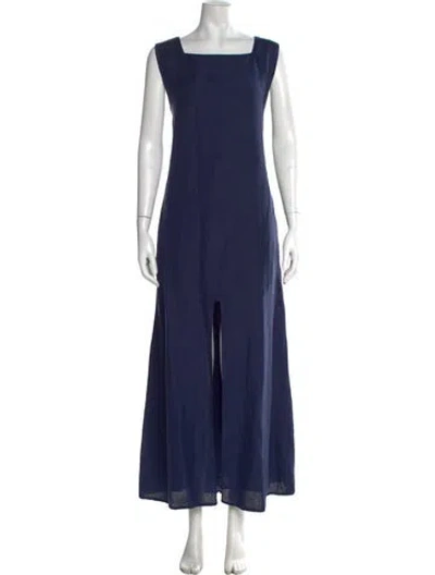 Pre-owned Julia Amory Linen Long Dress In Blue