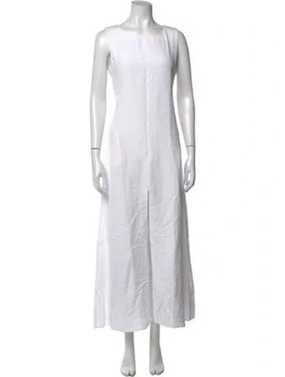 Pre-owned Julia Amory Linen Long Dress W/ Tags In White