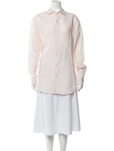 Pre-owned Julia Amory Linen Long Sleeve Top In Pink