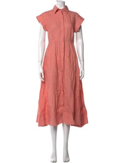Pre-owned Julia Amory Linen Midi Length Dress In Pink