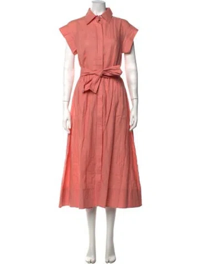 Pre-owned Julia Amory Linen Midi Length Dress In Pink