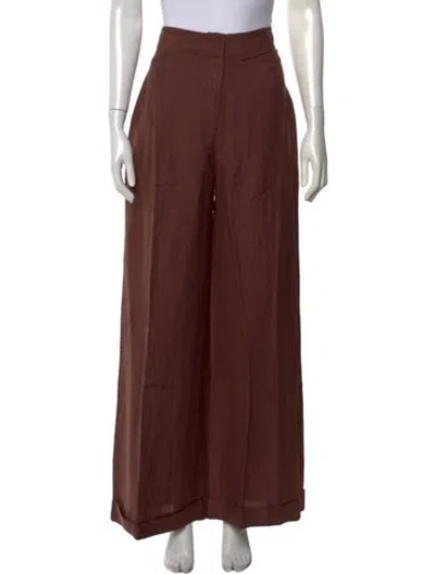 Pre-owned Julia Amory Linen Wide Leg Pants W/ Tags In Brown