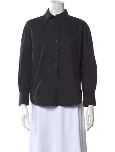 Pre-owned Julia Amory Long Sleeve Button-up Top In Black